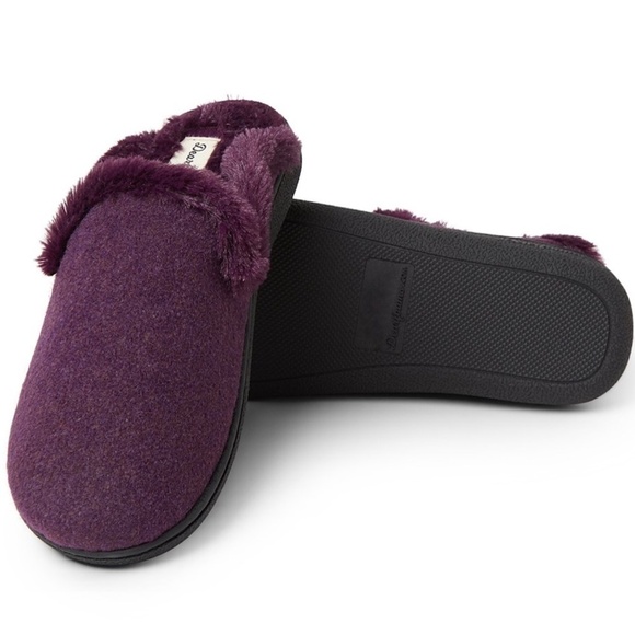 DEARFOAMS Aubergine Erin Faux Fur Slipper Shoe Memory Foam Insole Indoor NWT - Picture 2 of 8